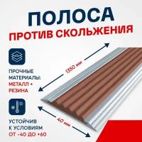 Противоскользящий алюминиевый профиль, полоса Стандарт 40мм, 1.35м, коричневый