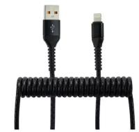 Кабель переходник спиральный wiiix usb-lightning 1,2м черный