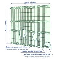 Сетка 1,7х2,5 м зеленая 6005 пруток 3 мм / 4Р заборная 3D