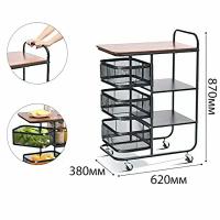 Кухонная тележка для хранения с 3 полками и 3 корзинами