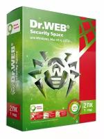 Программное обеспечение Dr.Web Security Space Pro 2Dt 1 year BHW-B-12M-2-A3 / AHW-B-12M-2-A2