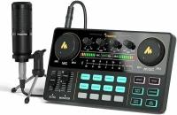 Audio Interface with DJ Mixer and Sound Card Аудиоинтерфейс с DJ-микшером и звуковой картой /набор для стримов и подкастов