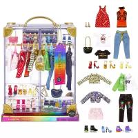 Мебель для кукол Модный гардероб Рэйнбоу Хай Rainbow High с дизайнерской одеждой и аксессуарами для кукол
