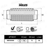 Труба гофрированная с кольцевым плетением и внутр.металлорукавом 51X95 MILES HBFG51X95