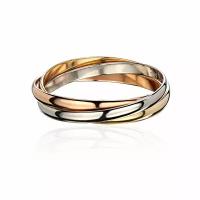 Обручальное кольцо из трех цветов золота 585 пробы 01О060187. Размер 19.5