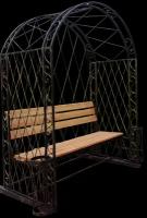 Кованая скамейка садовая с навесом,, металлическая скамья с аркой, лавочка для дачи МА-18