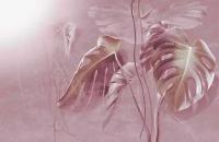 Фотообои Листья монстеры розовые 275x423 (ВхШ), бесшовные, флизелиновые, MasterFresok арт 13-039
