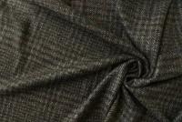 Ткань пальтовая шерсть с шелком коричнево-черная в клетку, полоску и серую елочку