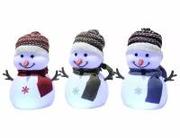 Светящаяся миниатюра задорный снеговичок с разноцветными LED огнями, 18 см, асс.3, батарейки, Kaemingk