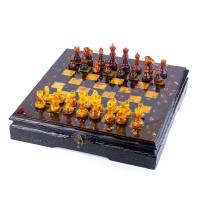 Шикарный деревянный шахматный ларец с классическими фигурами