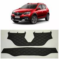 Новинка Утеплитель радиатора особо прочный Premium для Renault Sandero Stepway 2018-2022 (черный ромб)