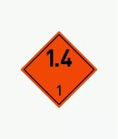 Знак опасности «1 класс опасности. Подкласс 1.4. Взрывчатые материалы» для маркировки опасных грузов