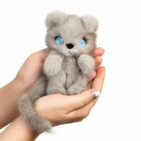 Котенок Тедди игрушка из натурального меха норки серый