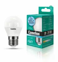 Эл.лампа светодиодная шар LED3-G45/845/E27 (3W=30Вт 260Lm) Camelion