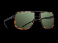 Титановые солнцезащитные очки GRESSO Roland - квадратные / зеленые монолитные / кант коричневый тортуаз