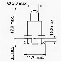 Лампы на 24 Вольта для BAX 24V-1.2W (BAX8.5d/2) Yellow PHILIPS 24029CP