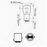 Лампа накаливания 10шт в упаковке P21/5W 12V 21/5W BAY15D PHILIPS 12499CP