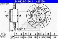 Диск тормозной задн, MERCEDES-BENZ: CLS CLS 55 AMG/CLS 63 AMG 04-10, E-CLASS E 55 AMG Kompressor/E 63 AMG 02-08, E-CLASS T-Model E 55 T AMG Kompressor ATE 24.0126-0136.1