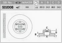 Диск тормозной SD2008 (0K60A-33-251, 0K60A-33-251A, 0K63B-33-251) Sangsin Brake SD2008