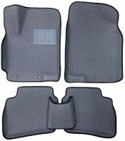 Автомобильные коврики ЕВА / EVA с бортами 3д / 3D для Mercedes W203 (C-класс) 2000-2008 / Мерседес Ви203 серый(ромб)-черный / резин подпятник