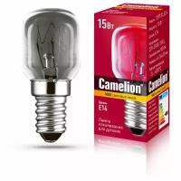 Лампа CAMELION T25 Е14 15Вт 80Лм 220В CAMELION 15/PT/CL/E14 12979, накаливания, прозрачная, для духовок, духовых шкафов, рабочая температура 300°С