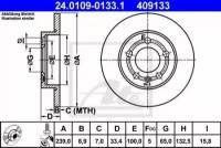 Диск тормозной задн, AUDI: A3 1.8 T quattro/1.9 TDI quattro 96-03, TT 1.8 T quattro/3.2 VR6 quattro 98-06, TT Roadster 1.8 T quattro/3.2 VR6 quattro, 24010901331 ATE 24.0109-0133.1