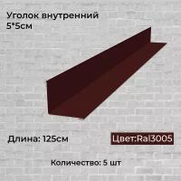 Уголок внутренний 5*5 красный