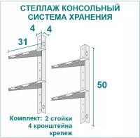Система хранения - крепление к стене на рейлинги. Комплект кронштейны+стойки