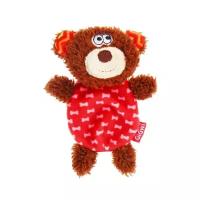 Игрушка для собак GiGwi Plush Friendz Медведь (75303), красный/коричневый, 1шт