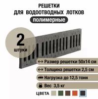 Решетки для водоотводных лотков 500х140х25 мм, 2 шт, полимерно-песчаные, черные