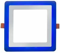 LEEK светильник светодиодн. встр. 16(12+4)W(900+300lm) 6K/голуб. подсветка, квадрат 195(вр160)x30 6788 (арт. 564076)