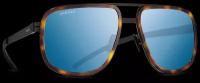 Титановые солнцезащитные очки GRESSO Walter - квадратные / синие фотохромные / кант коричневый тортуаз