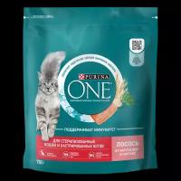 PURINA ONE 750 г сухой корм для стерилизованных кошек и кастрированных котов, с высоким содержанием лосося