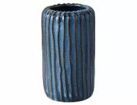 Керамическая ваза вечерняя акварель, цилиндрическая, тёмно-голубая, 15 см, Boltze