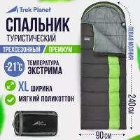 Спальный мешок TREK PLANET Dreamer Comfort, трехсезонный, левая молния, цвет: серый, зеленый