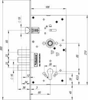 Корпус врезного замка Fuaro V25/C-60.85.3R16