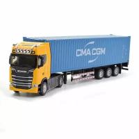 Модель грузовика тягач Скания с прицепом-контейнером, инерционная, свет-звук, 1:43, 31 см