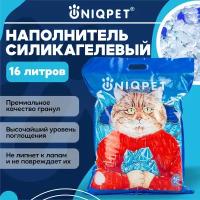 Наполнитель для кошачьего туалета силикагелевый впитывающий UNIQPET, 16л