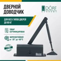 Доводчик дверной морозостойкий DORF ECONOMY, до 80кг, черный, L8223_black_eco