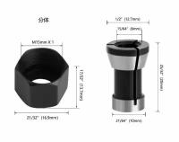 Цанга и гайка для прямой шлифмашины и фрезера, 6мм