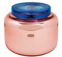 Контейнер из цветного стекла CONTAINER LOW, jar body - rose I top - blue