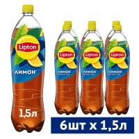 Чай Lipton черный, лимон, 1.5 л, 6 шт