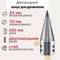 Конус винтового дровокола D 72 мм L 230 внутренний D 24 мм