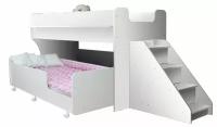 Двухъярусная кровать Капризун 7 с лестницей, с ящиками, белый (Р444-2-белый)