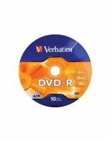 Диск DVD-R Verbatim 4.7Gb 16x bulk (10шт) (43729)