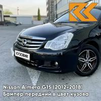 Бампер передний в цвет Nissan Almera G15 (2012-2018) Z11 - PRETO PREMIUM MET - Чёрный