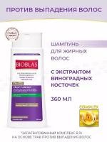 Bioblas Шампунь для жирных волос против выпадения, с экстрактом виноградных косточек, 360 мл