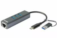 Сетевой адаптер D-link DUB-2332/A1A Gigabit Ethernet / USB Type-C с переходником USB Type-C / USB Type-A