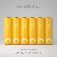 Батарейки пальчиковые алкалиновые COMMO Everyday Batteries, LR6-АА, 6 штук в упаковке