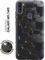 Силиконовый чехол Черные ромбы на Samsung Galaxy A11 / M11 / Самсунг А11 / М11 с эффектом блика